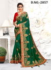 Green Latest Designer wedding Wear Heavy Resham And Coding With jari Embroidery And Stone work Fancy Sarees Collection 2857